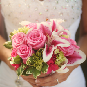 stargazer lilies in wedding bridal flowers